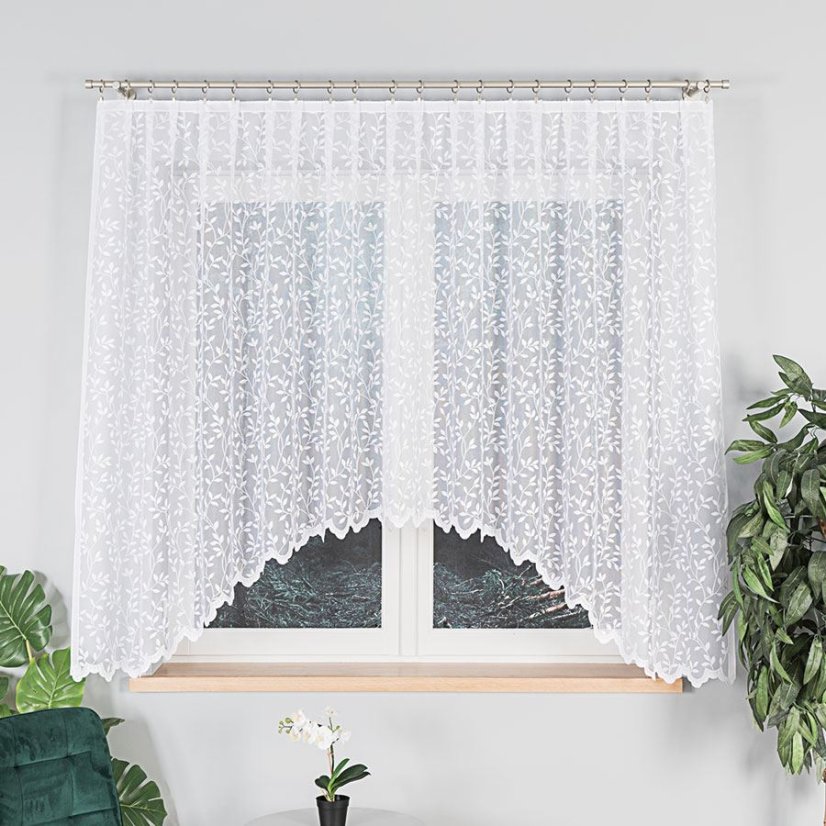 Oblouková záclona Zuzka - Vrchní okraj: Bez řasící pásky, Vyber rozměr záclony  ↕VxŠ ↔ (cm): 126x250