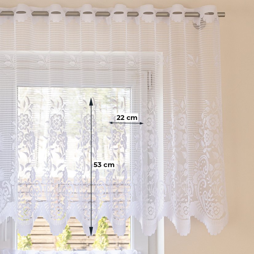 Záclona Sára - Vyber výšku ↕ (cm): 50, Vyber šití: bez obšití