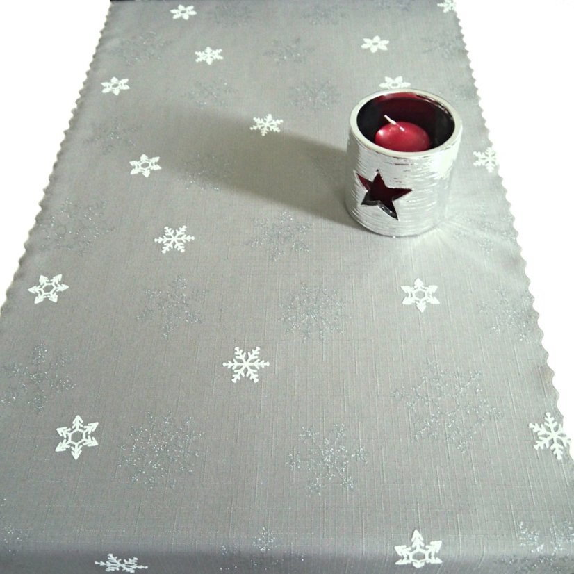 Vánoční ubrusy - Sněhová vločka - šedé - Vyber rozměr: 30x30