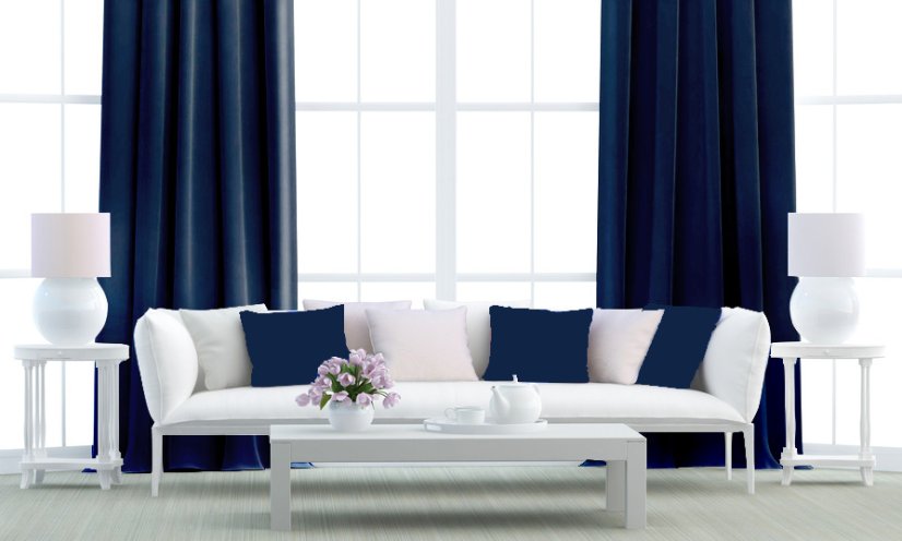 Dekorační látka Blackout tm.modrá - Šíře materiálu ↔ (cm): 150, Vyber šití: bez obšití