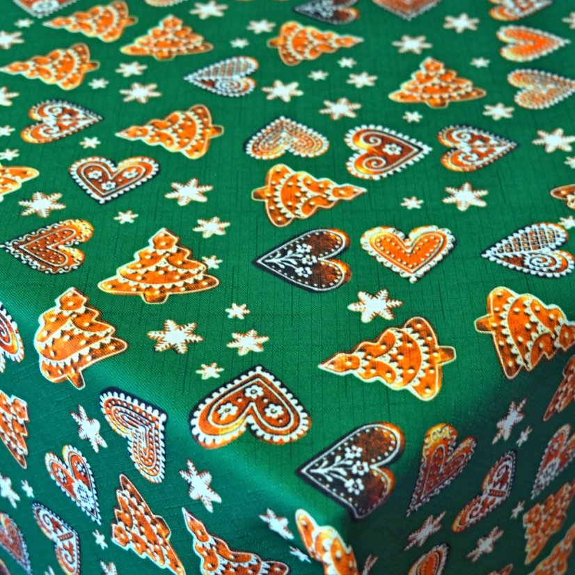Vánoční ubrusy - Perníky - zelené - Vyber rozměr: 30x30