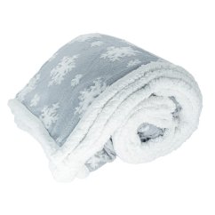 Vianočná mikroflanelová deka LUX - Vločky - šedá