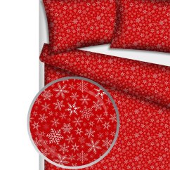 Vianočné obliečky hladká bavlna LUX - vločka červená