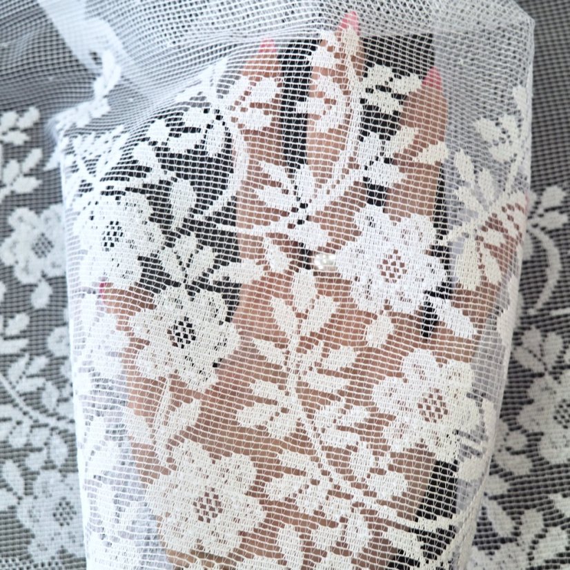 Vitrážová záclona Adleta 2 - Vyber výšku ↕ (cm): 40, Vyber šití: bez obšití