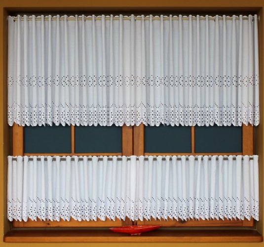Vitrážová záclona Floria - Vyber výšku (cm): 40, Vyberte šití: bez obšití