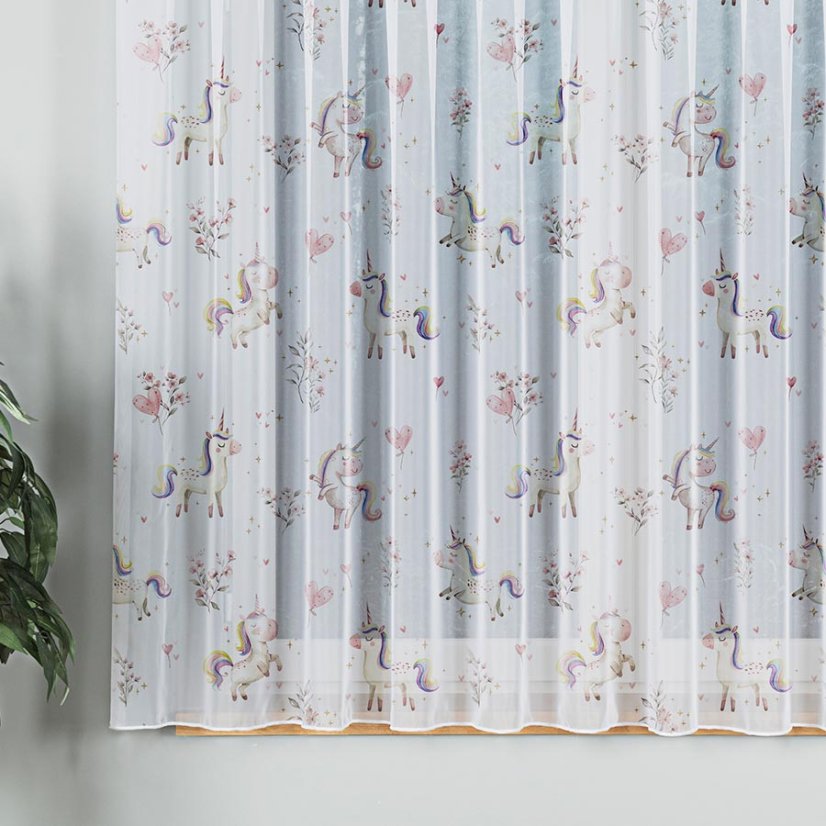 Detský voál Jednorožec - Vyber výšku ↕ (cm): 157, Vyber šitie: bez obšití