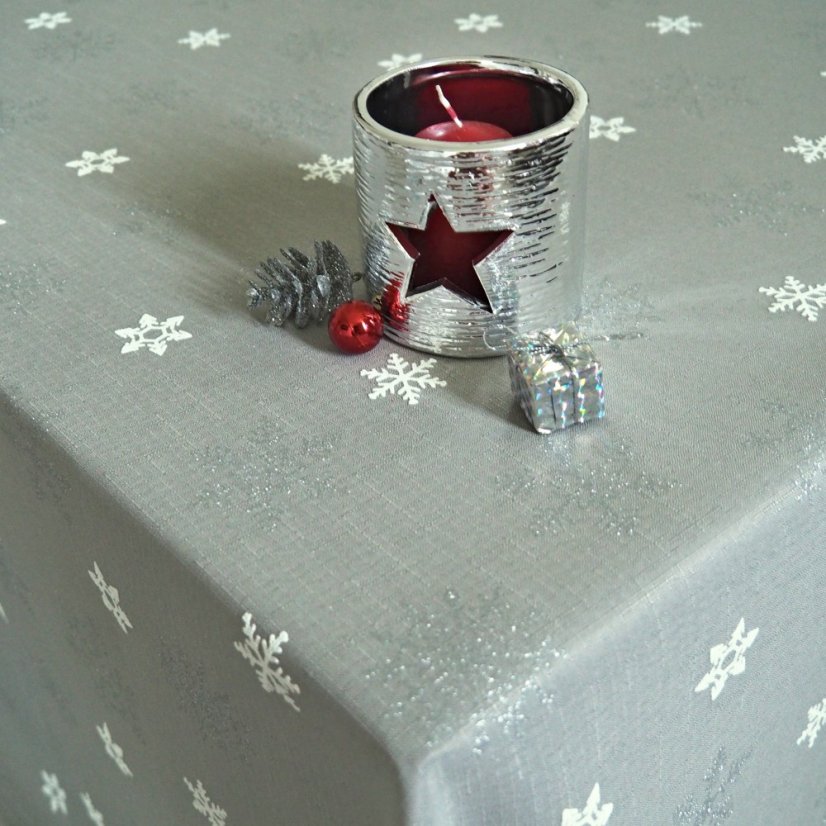 Vánoční ubrusy - Sněhová vločka - šedé - Vyber rozměr: 30x30