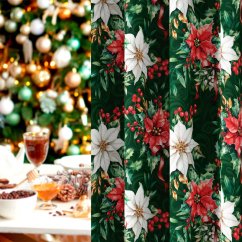 Dekorační látka Vánoční růže - zelená