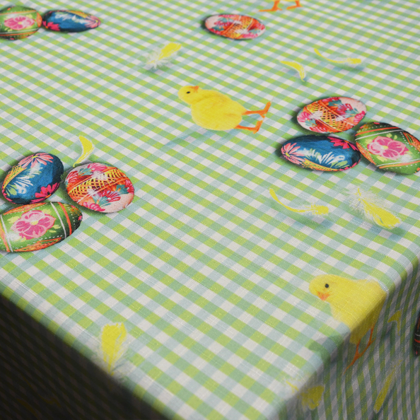 Velikonoční teflonový ubrus Kuřátka - zelený - Vyber rozměr: 30x30
