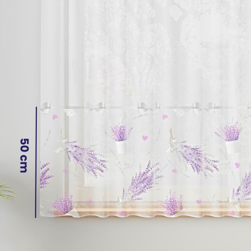 Kusová voálová záclona Levandule - Vyber rozměr záclony  ↕VxŠ ↔ (cm): 120x300
