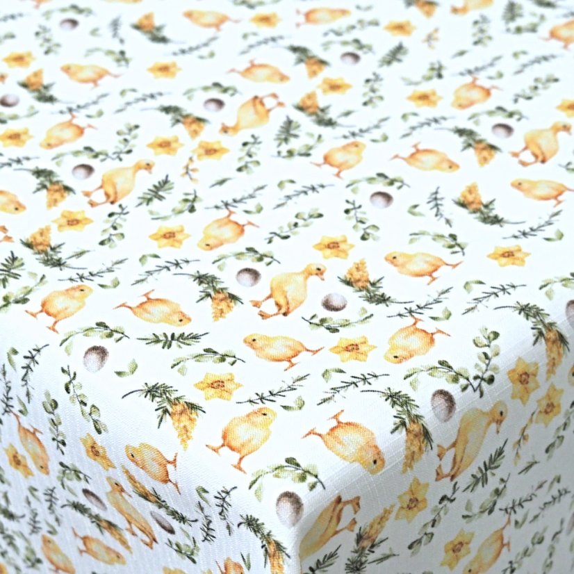 Velikonoční ubrusy - Kuřátka - bílý - Vyber rozměr: 30x30