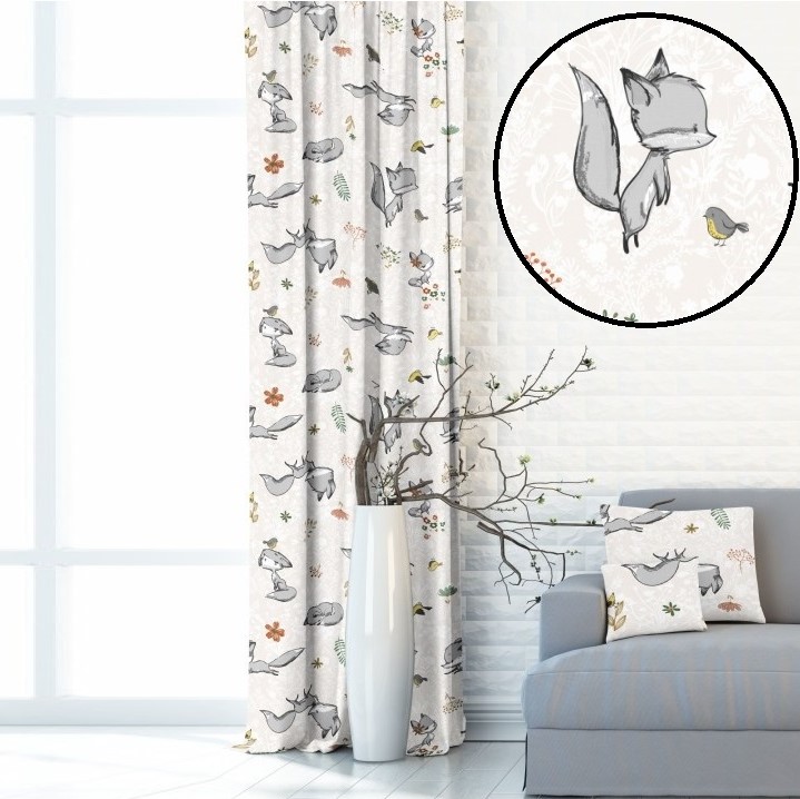 Dekorační látka Blackout - Liška Sisi - Šíře materiálu ↔ (cm): 150, Vyber šití: bez obšití