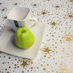 Vianočné PVC obrusovina - Hviezdičky zlaté