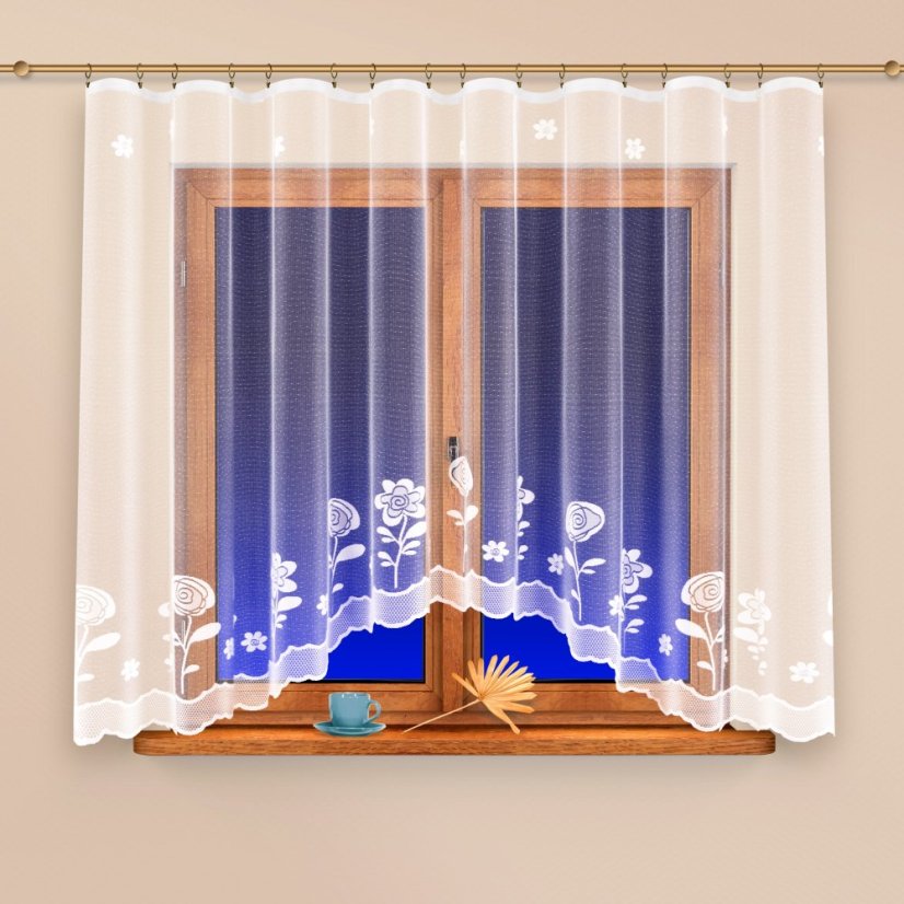 Kusová záclona Rosana - Vrchný okraj: Bez riasiacej pásky, Vyber rozmer záclony ↕VxŠ ↔ (cm): 150x300