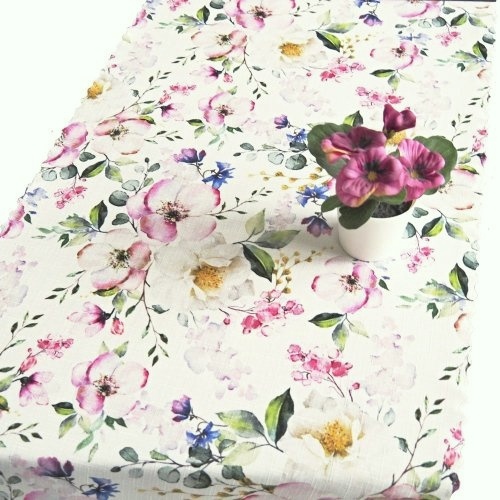 Ubrusová šála v metráži Růžová zahrada - Šíře materiálu ↔ (cm): 38, Vyber okraje: pouze střih