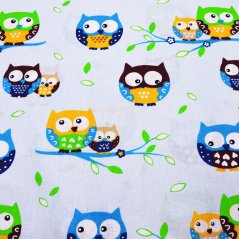 Hladká bavlna - Barevné sovy