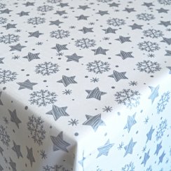 Vánoční ubrusy Hvězdičky a vločky – bílo/šedé