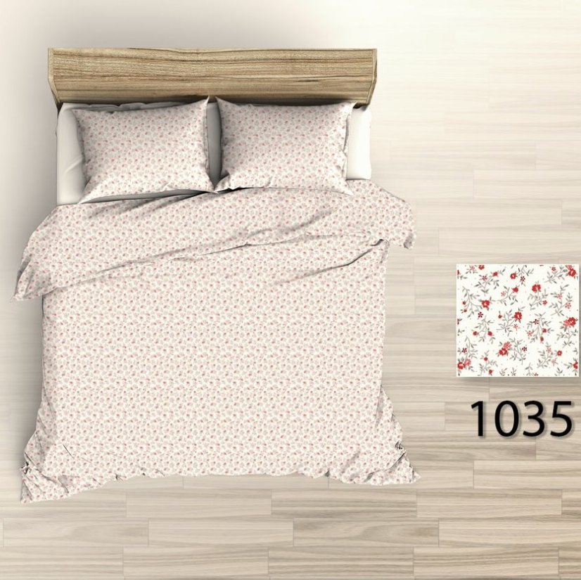 Povlečení krep Červené kytičky - Rozměr povlečení: 140x220+70x90