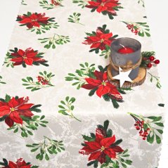 Vánoční běhoun v metráži - Poinsettia se jmelím