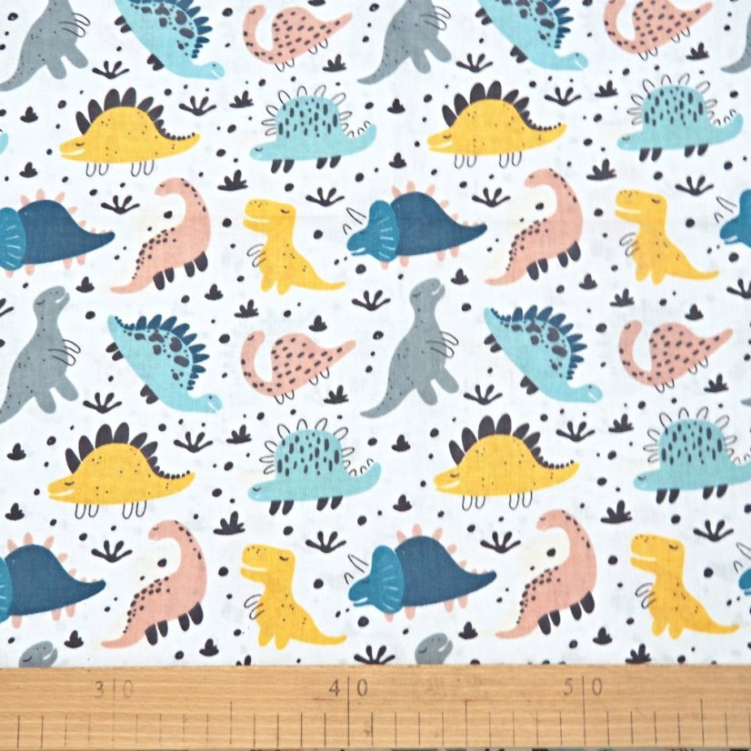 Hladká bavlna – Dinosaury - Šírka materiálu ↔ (cm): 160