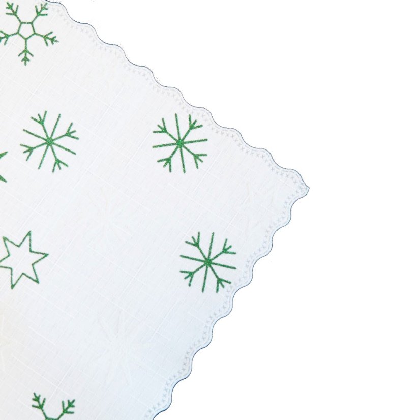 Vánoční ubrusy - Hvězdičky bílozelené - Vyber rozměr: 30x30