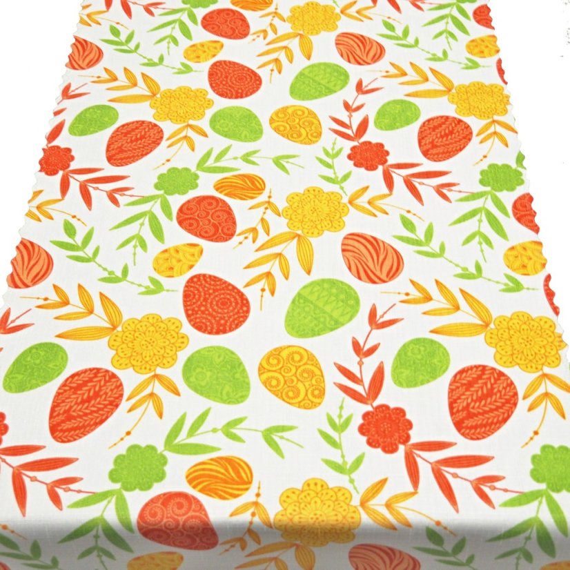 Velikonoční běhoun v metráži Vajíčka - Šíře materiálu ↔ (cm): 38, Vyber okraje: pouze střih