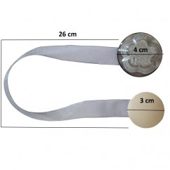 Magnetická spona na závesy - sivý kvet - 2ks