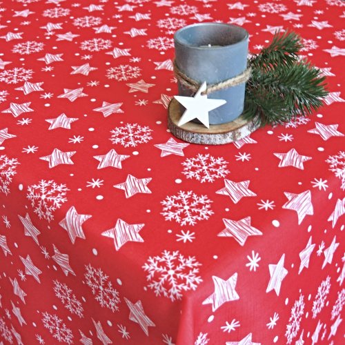 Vánoční ubrusy Hvězdičky a vločky – červené - Rozměr ubrusu: 30x30