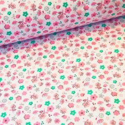 Hladká bavlna –  Růžové kytičky