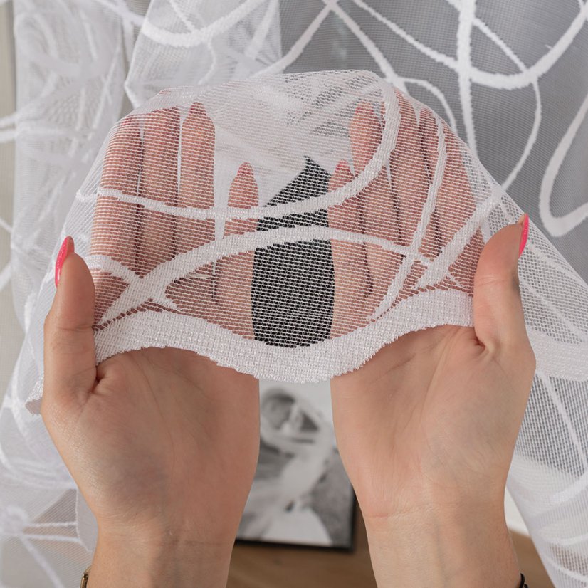 Kusová záclona Celestína - Vrchný okraj: Bez riasiacej pásky, Vyber rozmer záclony ↕VxŠ ↔ (cm): 140x310