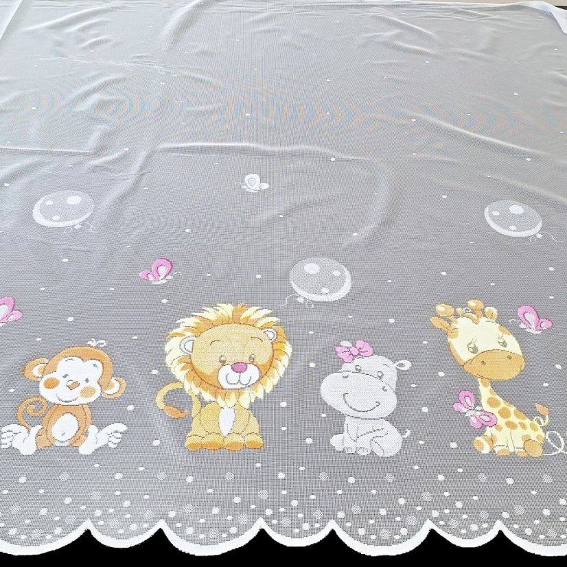 Dětská záclona Zvířatka - Vyber výšku ↕ (cm): 160, Vyber šití: bez obšití