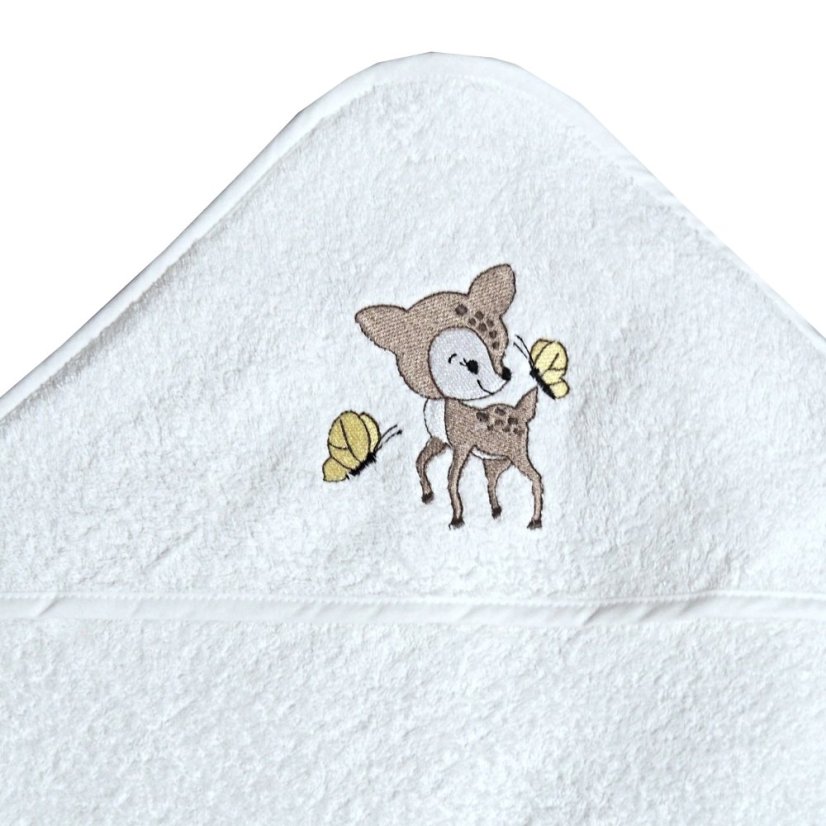 Dětská osuška s kapucí a žínkou Koloušek - bílá