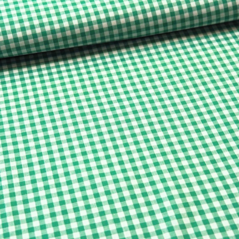 Látka Kanafas tmavě zelená - 0,5 cm káro - Šíře materiálu ↔ (cm): 160, Vyber šití: bez obšití