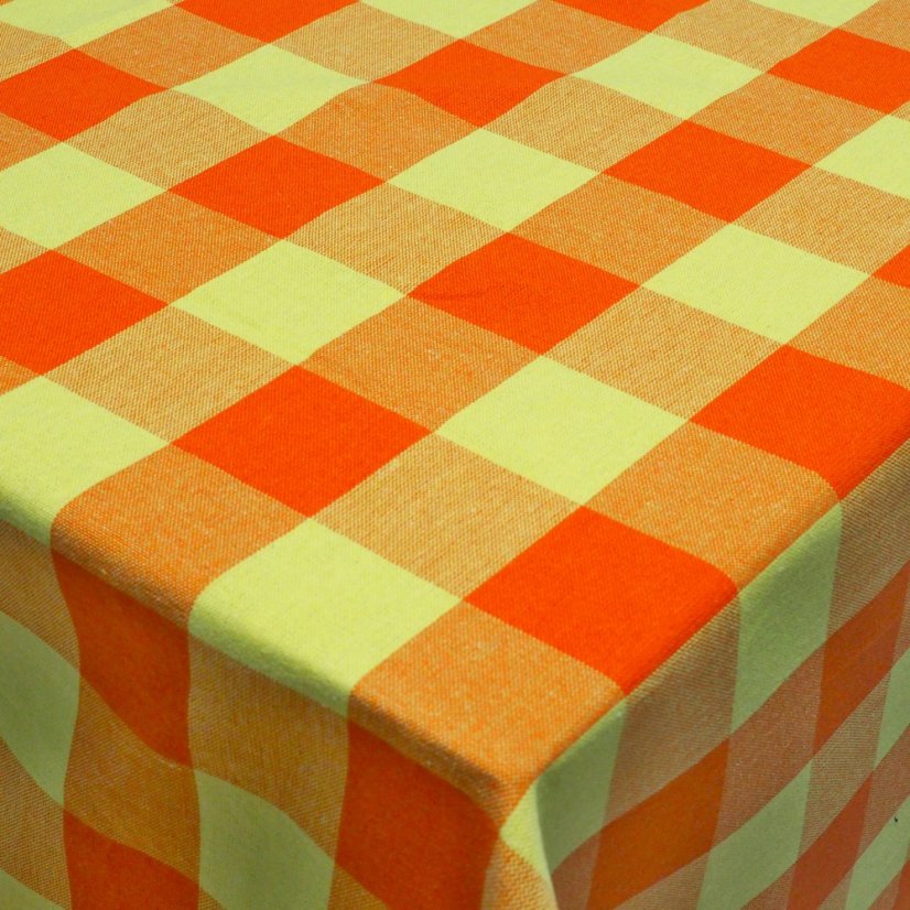 Ubrus a prostírání kanafas - oranžovo-žlutý velká kostka - Vyber rozměr: 70x70