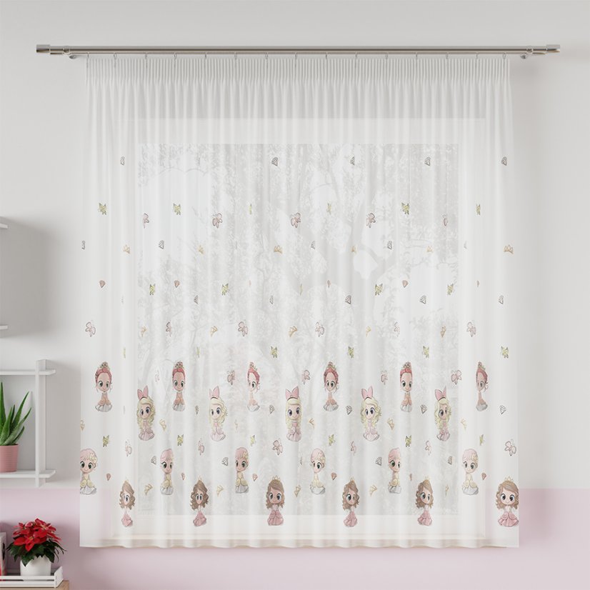 Dětský voál Princezničky - Vyber výšku ↕ (cm): 157, Vyber šití: bez obšití