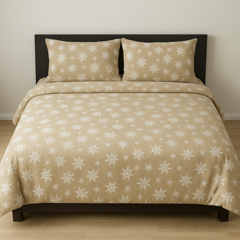 Povlečení mikroflanel Sněhová vločka - Rozměr povlečení: 140x200+70x90