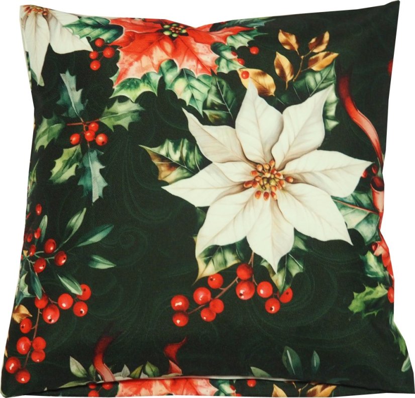 Povlak na polštářek Vánoční růže - zelený
