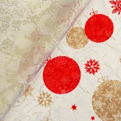 Vánoční látka na ubrusy - Baňky