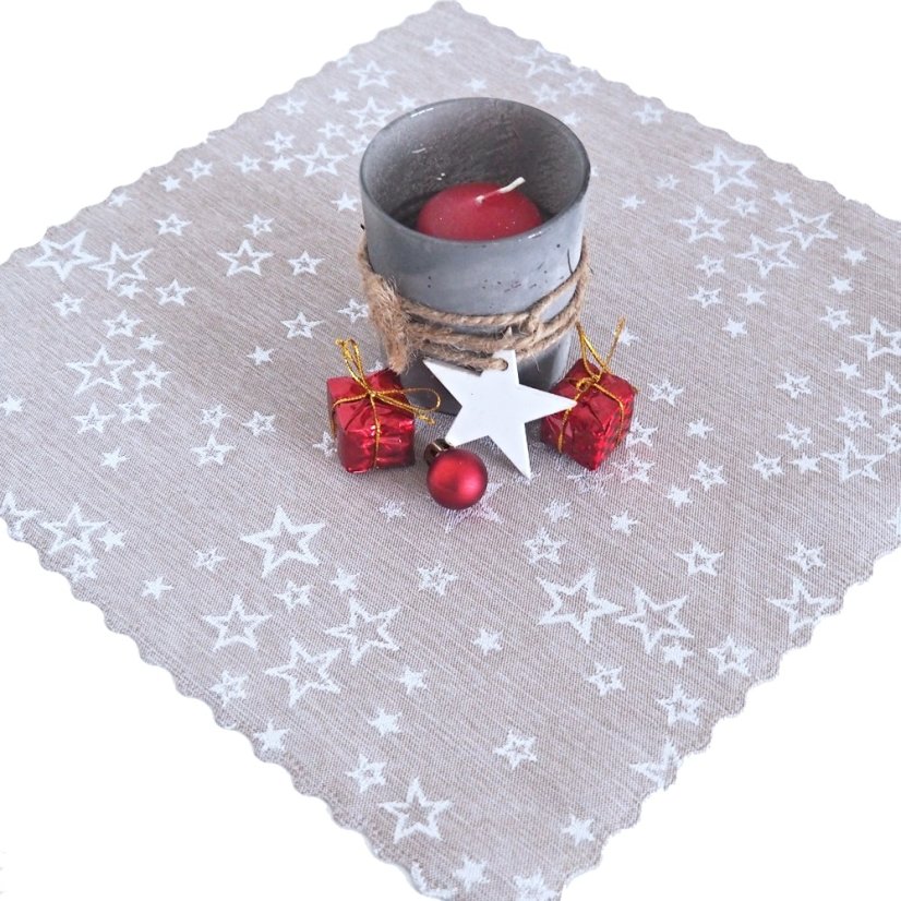 Prostírání a ubrusy Hvězdné přání - Béžovo/stříbrné - Vyber rozměr: 30x30