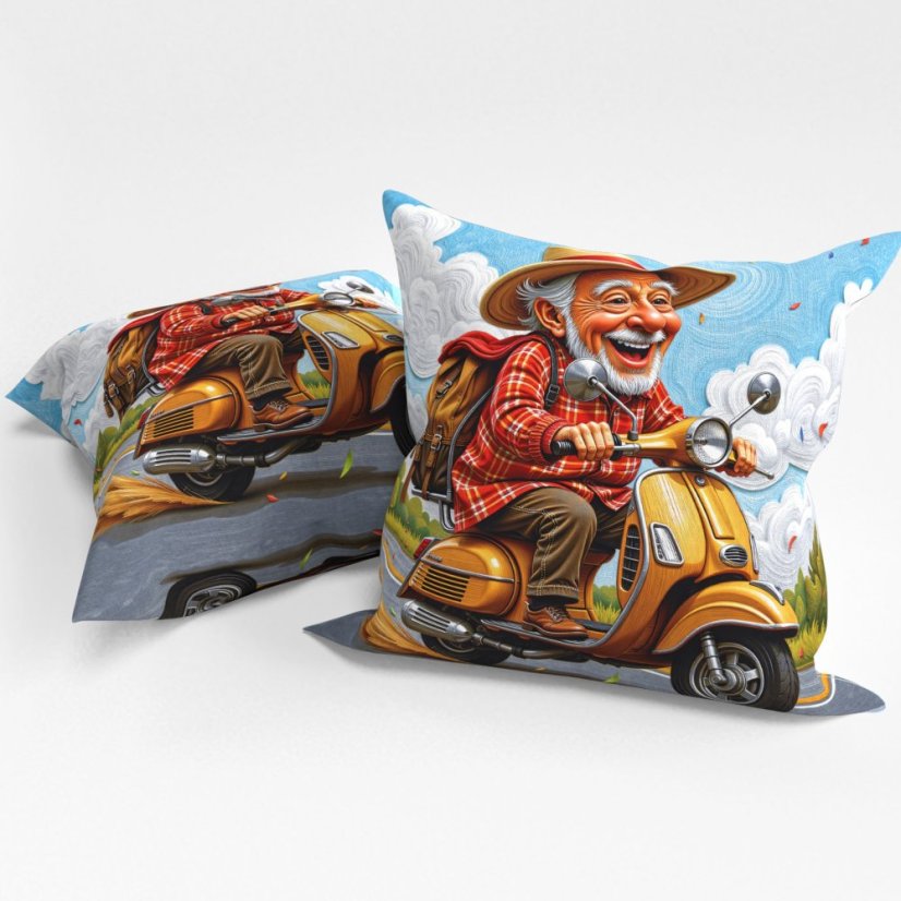 Povlak na polštářek Děda na motorce