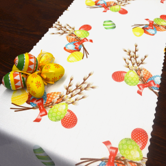 Velikonoční ubrusová šála Kraslice - bílá