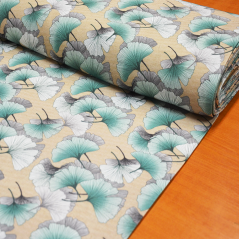 Bavlněná látka Ginkgo zelená