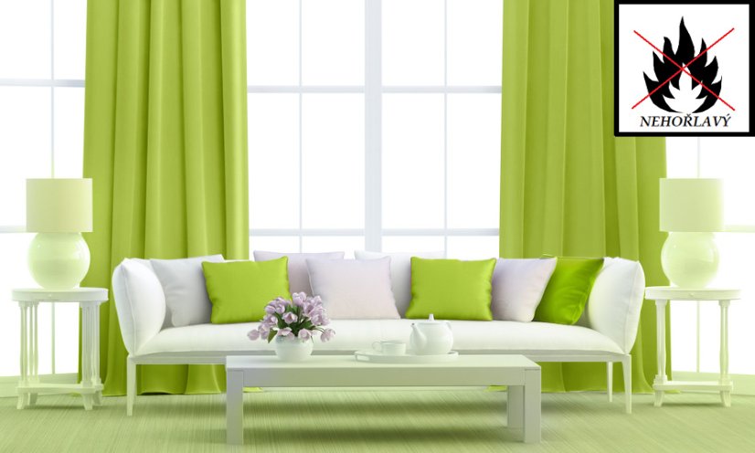 Dekorační látka Blackout nehořlavý - zelená - Šíře materiálu ↔ (cm): 150, Vyber šití: bez obšití