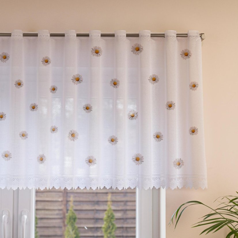 Vitrážová záclona Kopretina