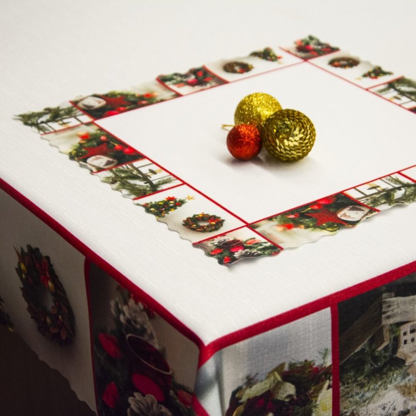 Vánoční ubrusy - Adventní čas - bílé - Vyber rozměr: 75x75