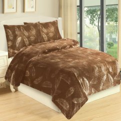 Povlečení mikroflanel Peříčka - hnědé