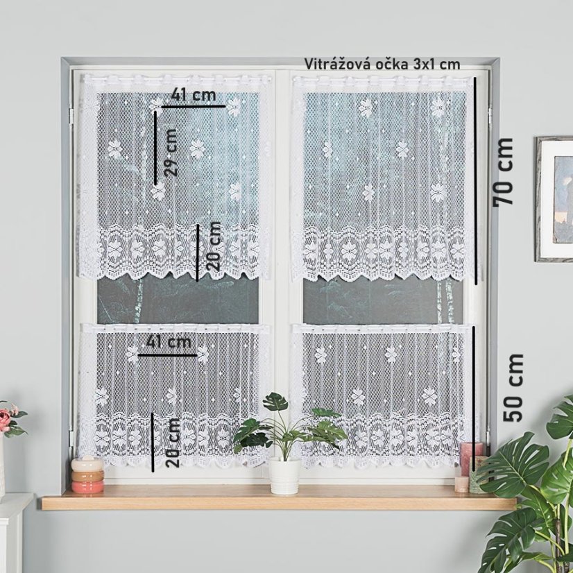 Záclona Nola - Vyber výšku ↕ (cm): 50, Vyber šití: bez obšití