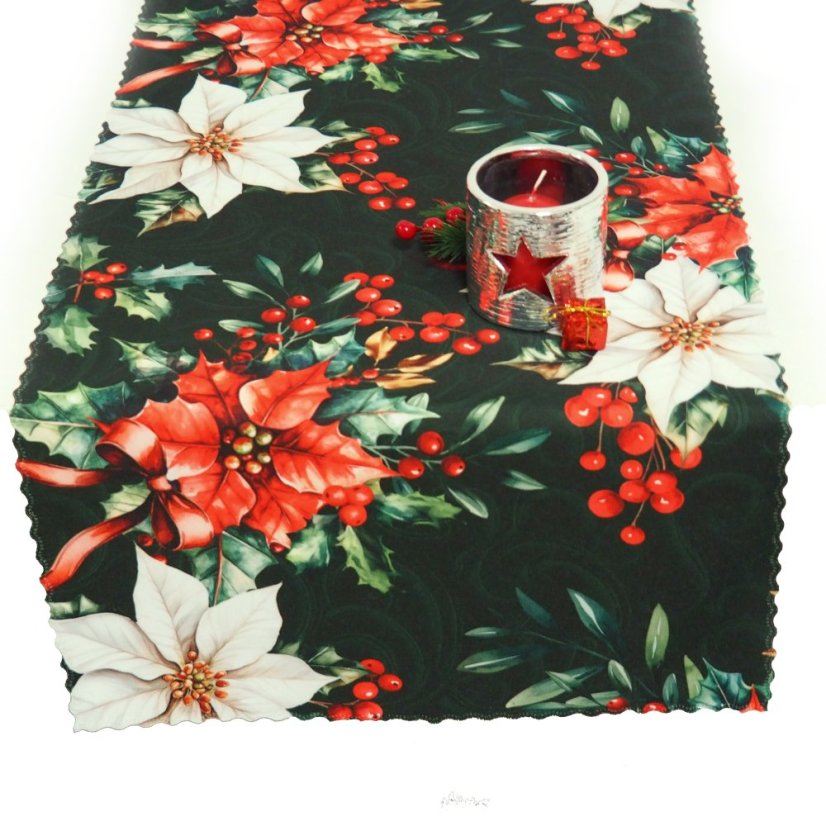 Ubrusy a běhouny Vánoční růže - zelené