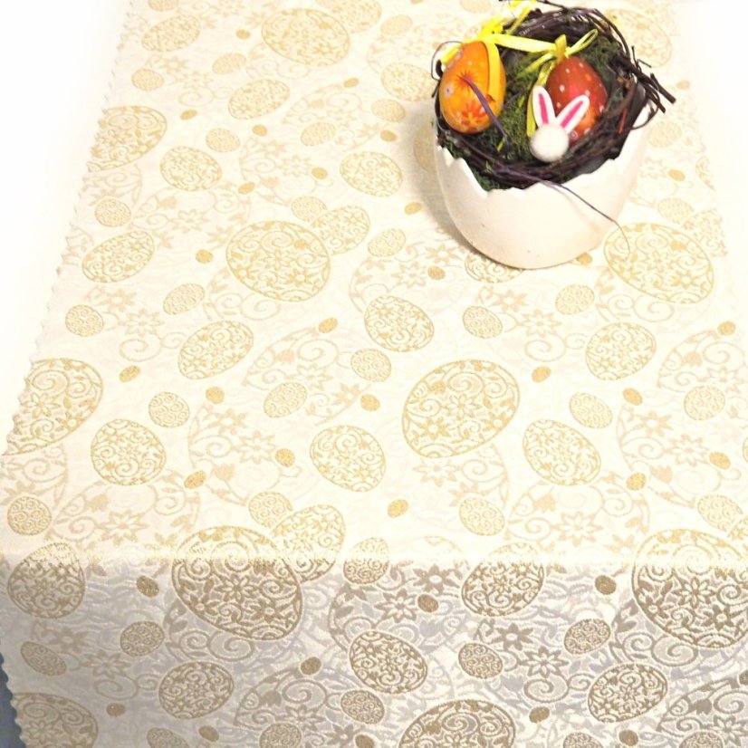 Velikonoční běhoun v metráži Zlatá vejce - Šíře materiálu ↔ (cm): 38, Vyber okraje: pouze střih