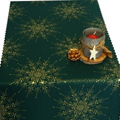 Vánoční běhoun v metráži - Zlatá vločka - zelený